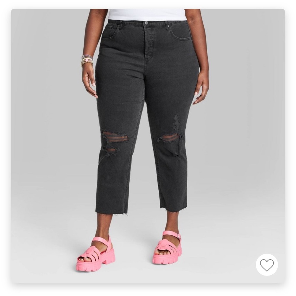 Wild Fable Super High Rise Slim Straight Jeans in Black Wash